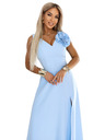 numoco Maxi haljina za vjenčanje s cvijetom na ramenu i procjepom - svijetloplava
