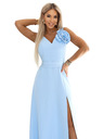 numoco Maxi haljina za vjenčanje s cvijetom na ramenu i procjepom - svijetloplava