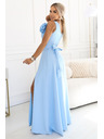 numoco Maxi haljina za vjenčanje s cvijetom na ramenu i procjepom - svijetloplava