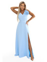 numoco Maxi haljina za vjenčanje s cvijetom na ramenu i procjepom - svijetloplava