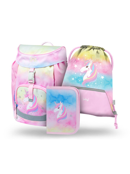BAAGL  BAAGL 3 SET Airy Rainbow Unicorn: aktovka, pernica, vrećica
