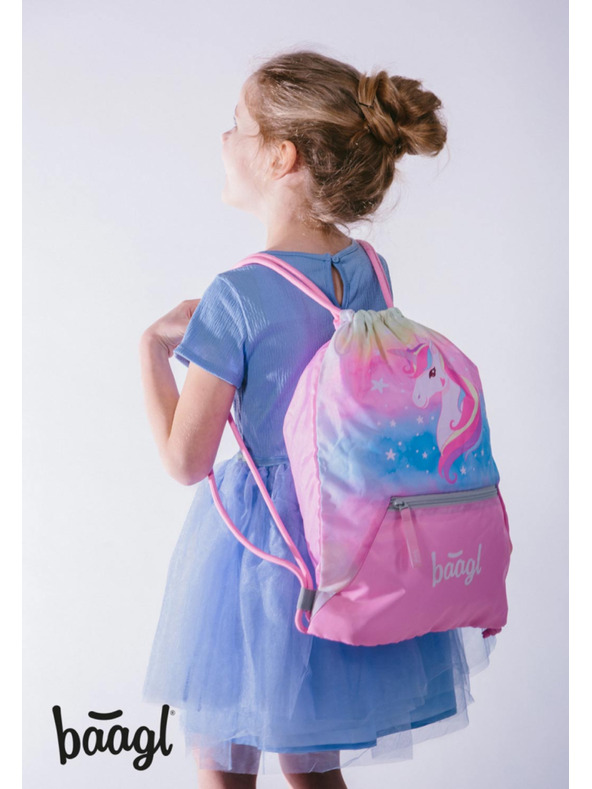 BAAGL  BAAGL SET 5 Airy Rainbow Unicorn: ruksak, pernica, vrećica, pregača, novčanik