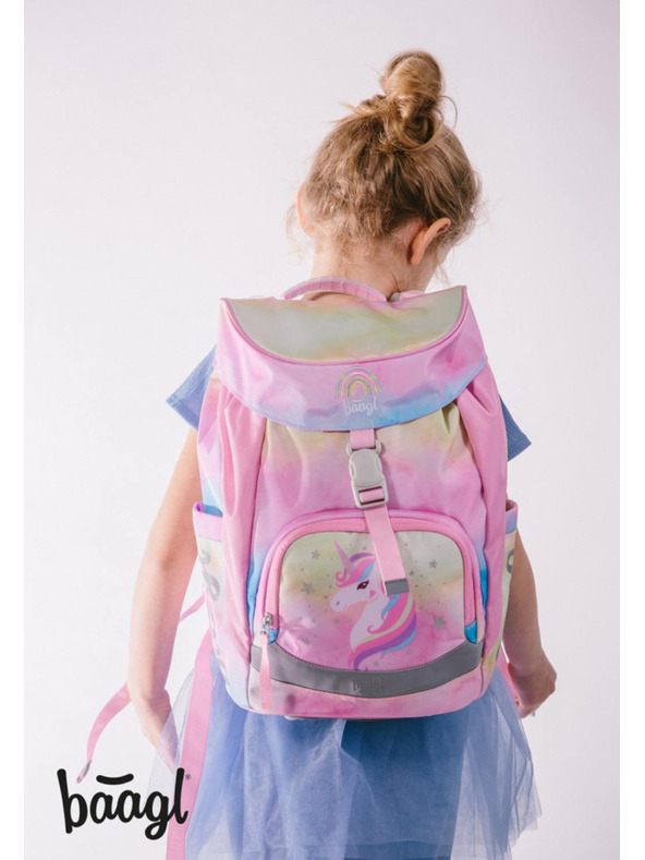 BAAGL  BAAGL SET 5 Airy Rainbow Unicorn: ruksak, pernica, vrećica, pregača, novčanik