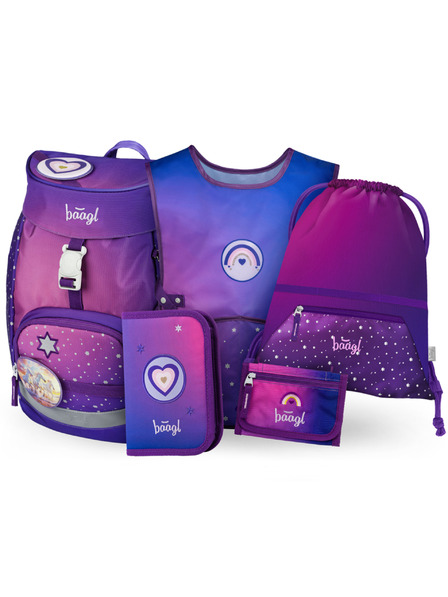 BAAGL  BAAGL SET 5 Airy Konje srce: ruksak, pernica, vrećica, pregača, novčanik