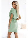 numoco ROXI udobne haljine sa asimetricnom suknjom i pojasom - pistacijska
