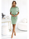 numoco ROXI udobne haljine sa asimetricnom suknjom i pojasom - pistacijska