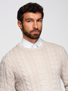 Ombre Clothing Elegantan muski pulover sa zanimljivim pletenjem - ekru V1 OM-SWSW-0173 Ombre Clothing