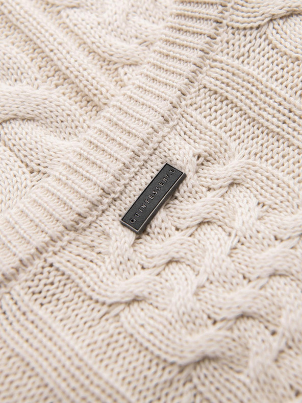 Ombre Clothing Elegantan muski pulover sa zanimljivim pletenjem - ekru V1 OM-SWSW-0173 Ombre Clothing