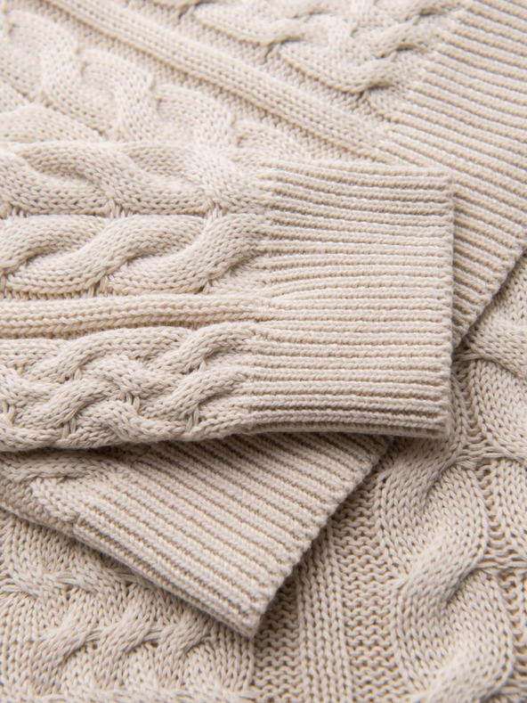 Ombre Clothing Elegantan muski pulover sa zanimljivim pletenjem - ekru V1 OM-SWSW-0173 Ombre Clothing