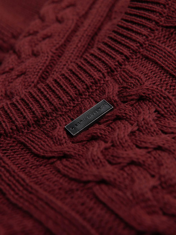 Ombre Clothing Elegantan muski pulover sa zanimljivim pletenjem - bordo V6 OM-SWSW-0173 Ombre Clothing
