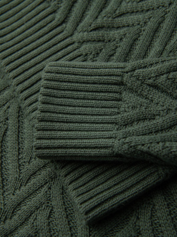 Ombre Clothing Muski pulover od cik-cak pletenја - izblijedjela zelena V2 OM-SWSW-0147 Ombre Clothing