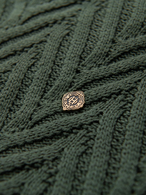 Ombre Clothing Muski pulover od cik-cak pletenја - izblijedjela zelena V2 OM-SWSW-0147 Ombre Clothing