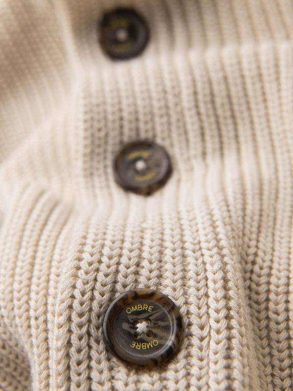 Ombre Clothing Muški pamučni pulover sa šalskom ovratnikom - bež V2 OM-SWCD-0153 Ombre Clothing