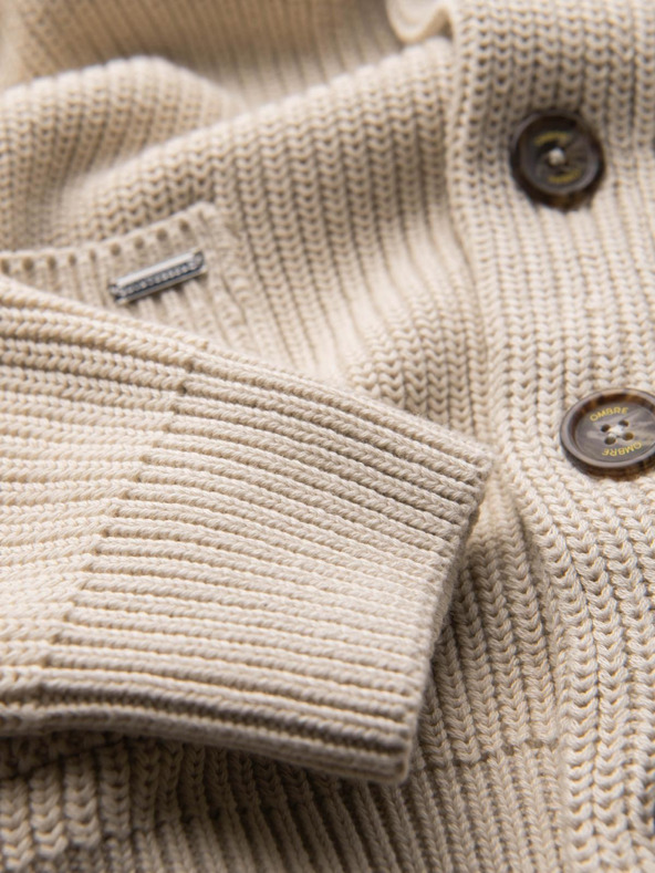 Ombre Clothing Muški pamučni pulover sa šalskom ovratnikom - bež V2 OM-SWCD-0153 Ombre Clothing