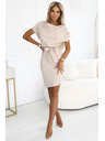 numoco 240-5 ROXI haljine s asimetričnom suknjom i pojasom - bež