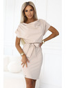 numoco 240-5 ROXI haljine s asimetričnom suknjom i pojasom - bež