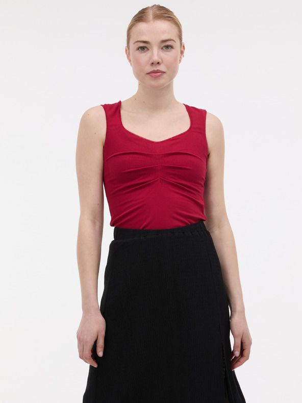 Orsay Crveni ženski top s volanima ORSAY