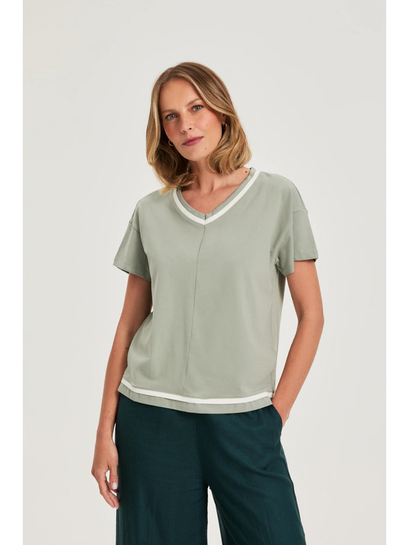 Moodo Maslinasta bluza s V-izrezom Moodo