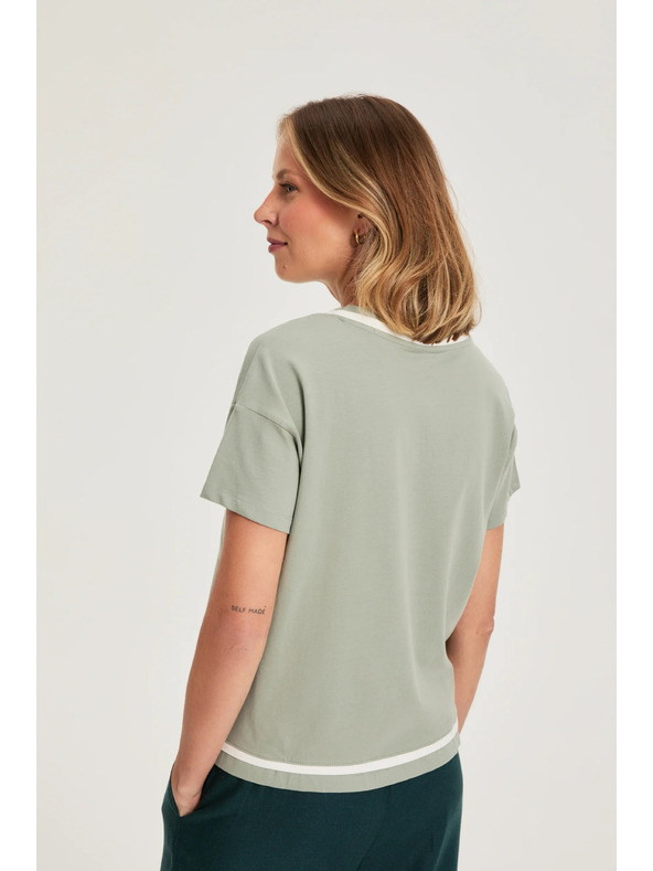 Moodo Maslinasta bluza s V-izrezom Moodo