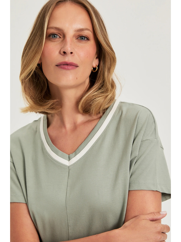 Moodo Maslinasta bluza s V-izrezom Moodo