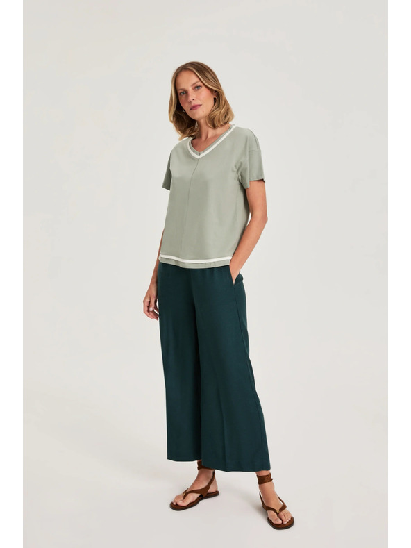 Moodo Maslinasta bluza s V-izrezom Moodo