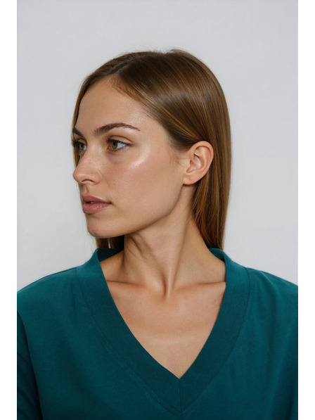 Moodo Pamučna majica s "V" izrezom zelena Moodo