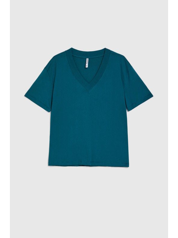 Moodo Pamučna majica s "V" izrezom zelena Moodo