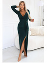 numoco Elegantne duge haljine sa omotačem izrezom i procjepom - boca zelena