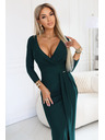 numoco Elegantne duge haljine sa omotačem izrezom i procjepom - boca zelena