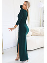 numoco Elegantne duge haljine sa omotačem izrezom i procjepom - boca zelena