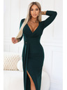 numoco Elegantne duge haljine sa omotačem izrezom i procjepom - boca zelena