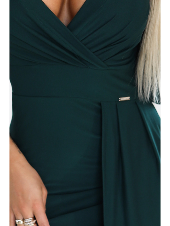 numoco Elegantne duge haljine sa omotačem izrezom i procjepom - boca zelena