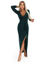 numoco Elegantne duge haljine sa omotačem izrezom i procjepom - boca zelena