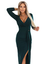 numoco Elegantne duge haljine sa omotačem izrezom i procjepom - boca zelena