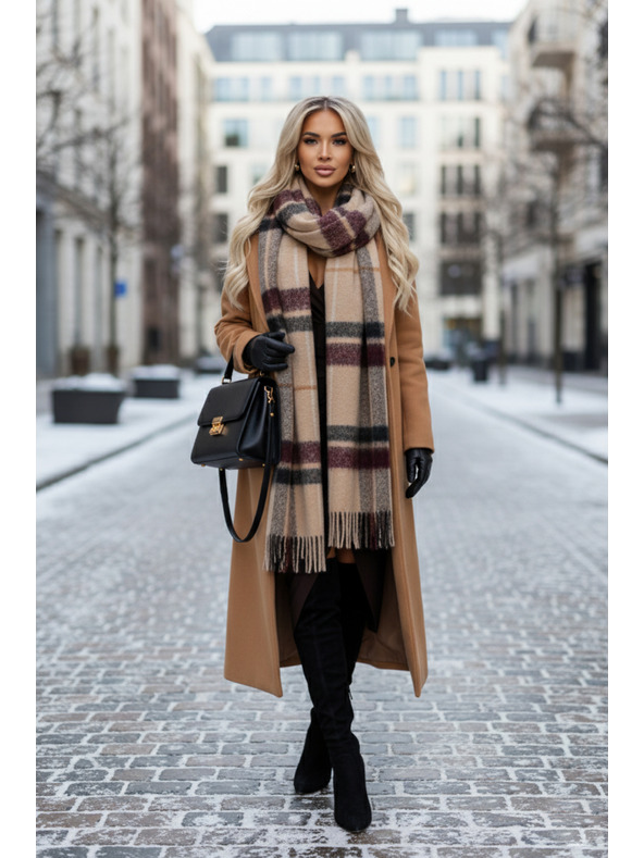 numoco Elegantne duge haljine s preklopnim izrezom i prorezom - čokoladno smeđe