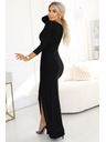 numoco Elegantne duge haljine s preklopnim dekolteom i prorezom - crne