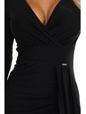 numoco Elegantne duge haljine s preklopnim dekolteom i prorezom - crne