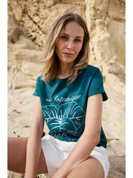 Moodo Pamučna majica s printom zelena Moodo