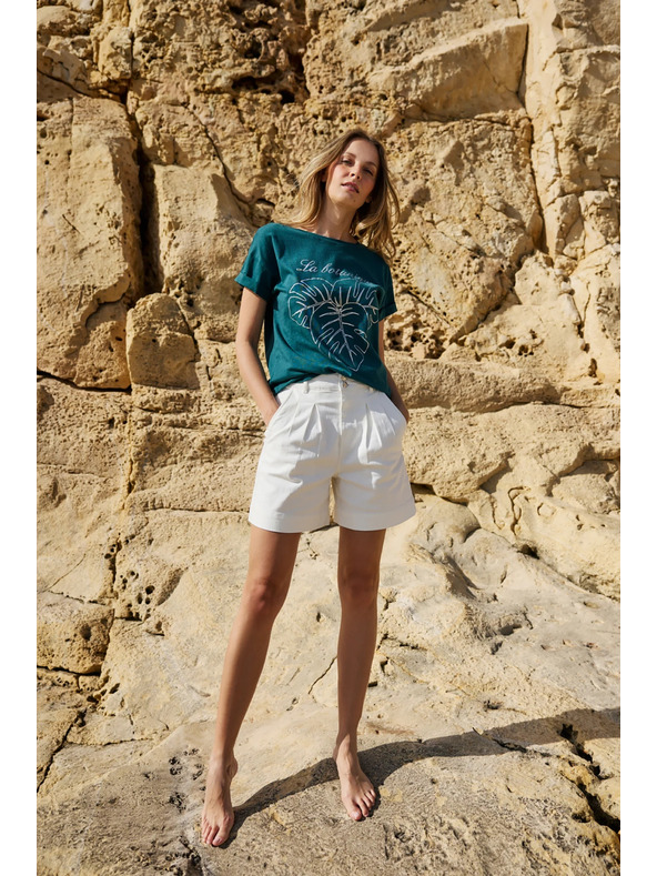 Moodo Pamučna majica s printom zelena Moodo