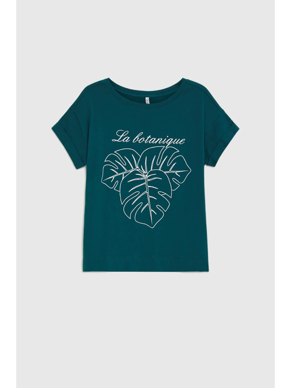 Moodo Pamučna majica s printom zelena Moodo