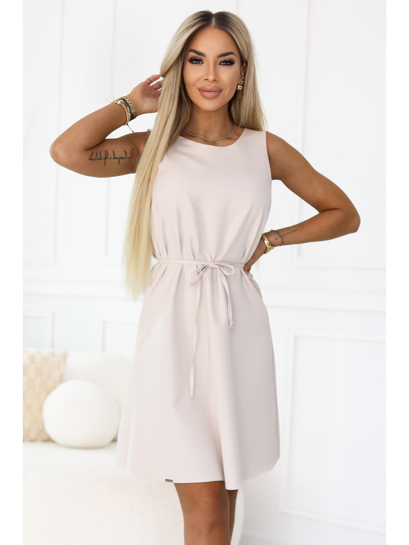numoco VICTORIA Trapezne haljine bez rukava s pojasnom - bež