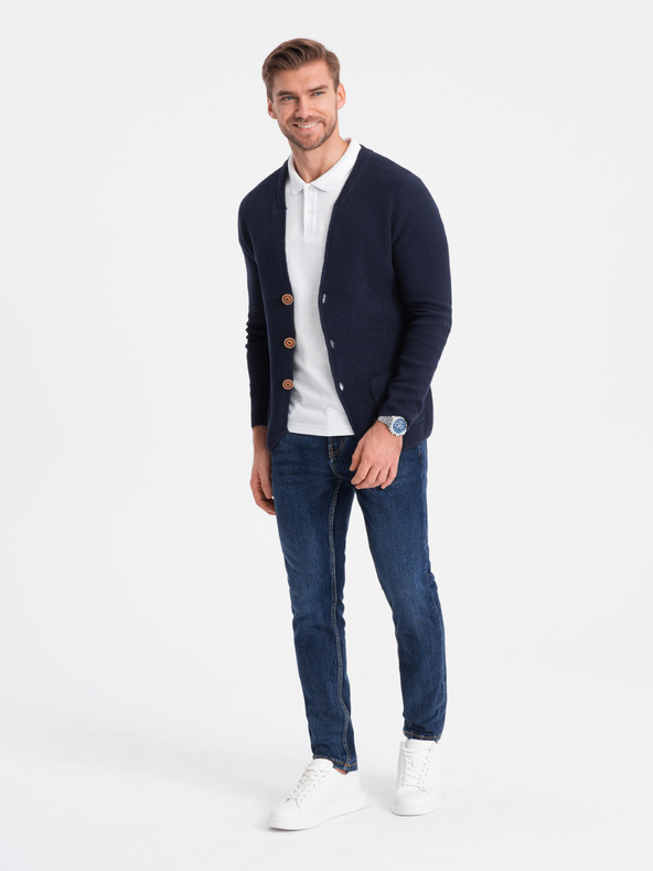 Ombre Clothing Tamnoplavi muški kardigan s džepovima Ombre Clothing