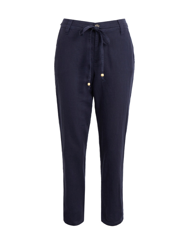 Orsay Tamnocrvene skraćene lanene chino hlače na vezanje ORSAY