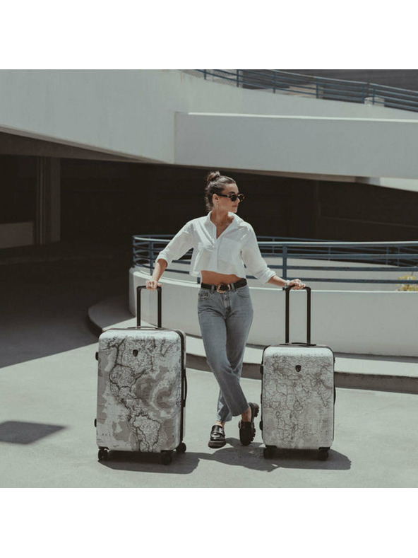 Heys Crno-bijeli putni kovčeg s uzorkom Heys Journey 3G M Black/White Map