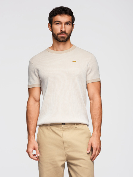 Ombre Clothing Muška strukturirana košulja od pamučnog pletiva - bijela V1 OM-TSCT-0265 Ombre Clothing