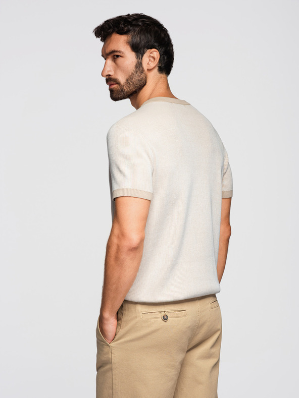 Ombre Clothing Muška strukturirana košulja od pamučnog pletiva - bijela V1 OM-TSCT-0265 Ombre Clothing