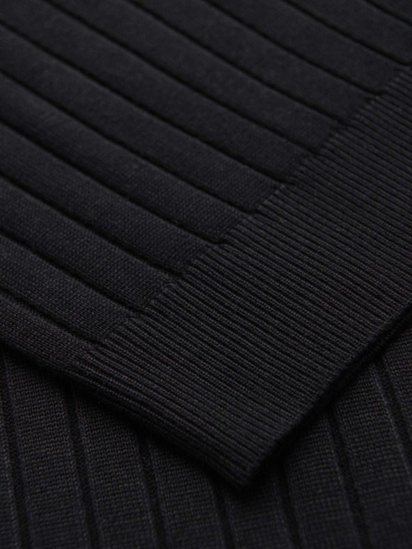 Ombre Clothing Muška polo majica SLIM FIT od viskože sa vertikalnim prugama - crna V1 OM-POSS-0169 Ombre Clothing