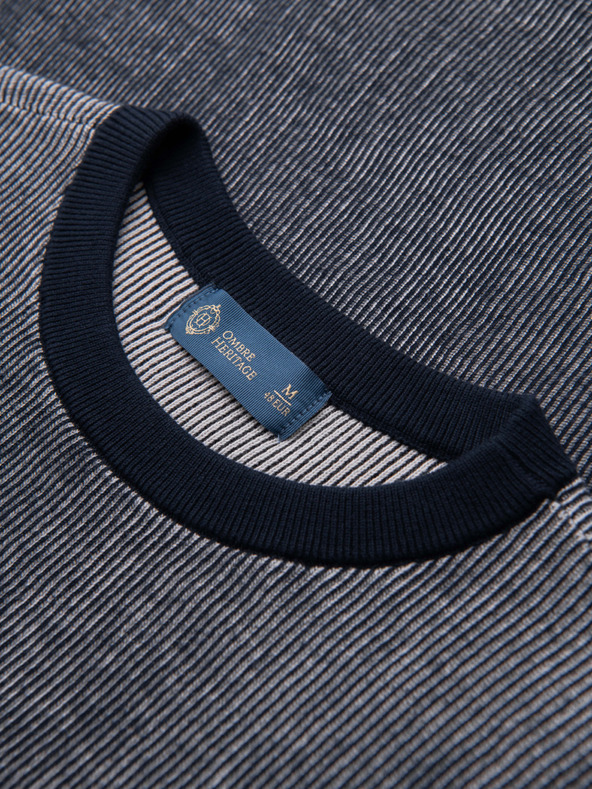 Ombre Clothing Muške majice od strukturiranog pamučnog pletiva - tamno plava V2 OM-TSCT-0265 Ombre Clothing