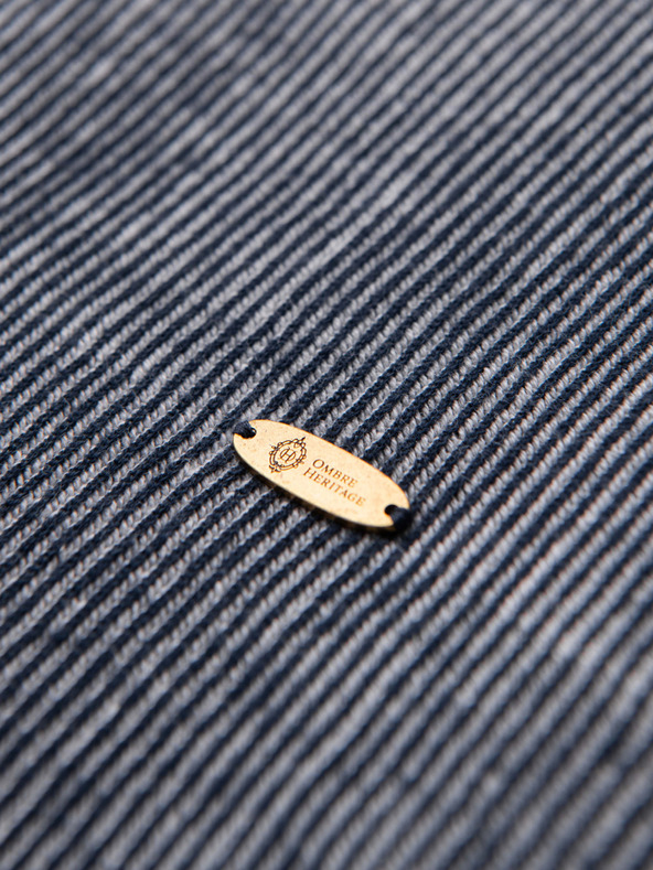 Ombre Clothing Muške majice od strukturiranog pamučnog pletiva - tamno plava V2 OM-TSCT-0265 Ombre Clothing