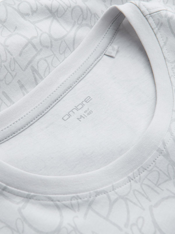 Ombre Clothing Muške pamučne majice s tiskanim slovima i džepom - bijelo-siva V3 S2042 Ombre Clothing